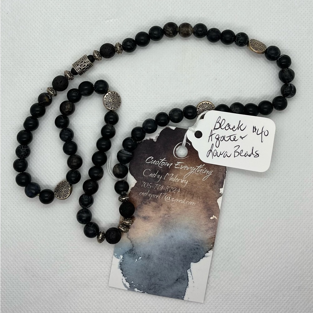 Black Agate Half Mala